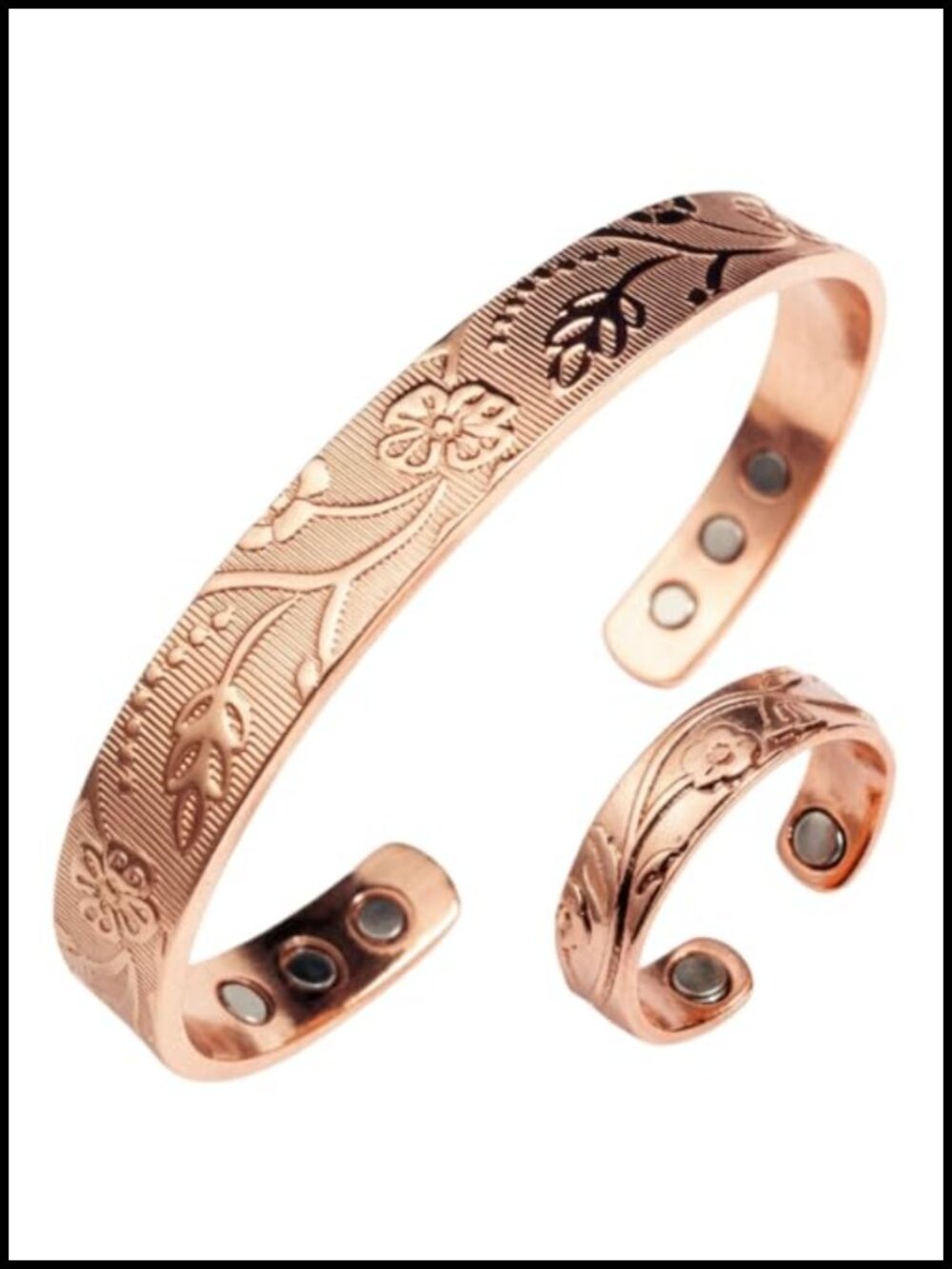 Pure Copper Magnetic Bracelet & Ring Set Adjustable Unisex